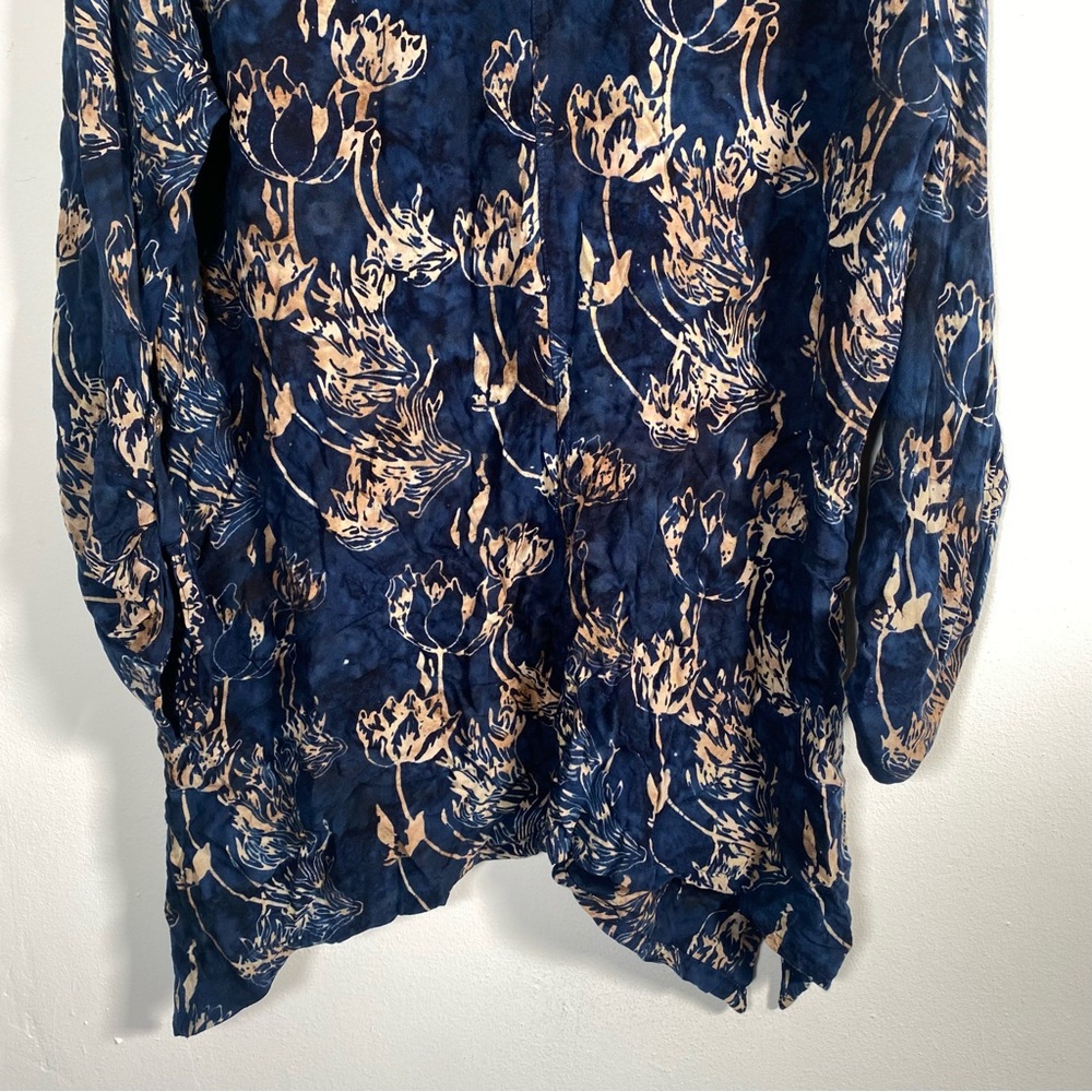 Soft Surroundings Blue Floral Print Rayon Blouse Women’s XL Boho Tunic Top - Picture 7 of 9